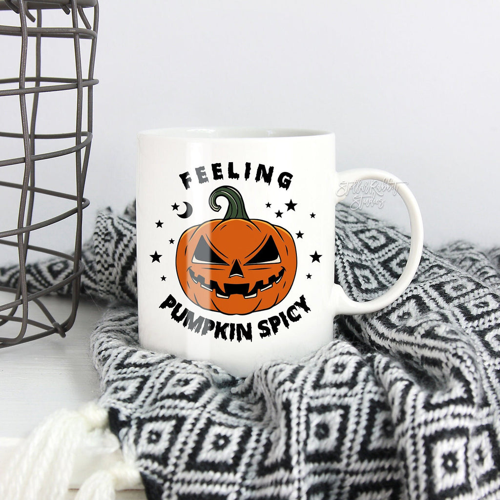 Feeling Pumpkin Spicy Mug, Pumpkin Spice Coffee Mug, Halloween Coffee Mug, Jackolantern Mug, Fall Mug, Star & Moon, Pumpkin Spice Everything