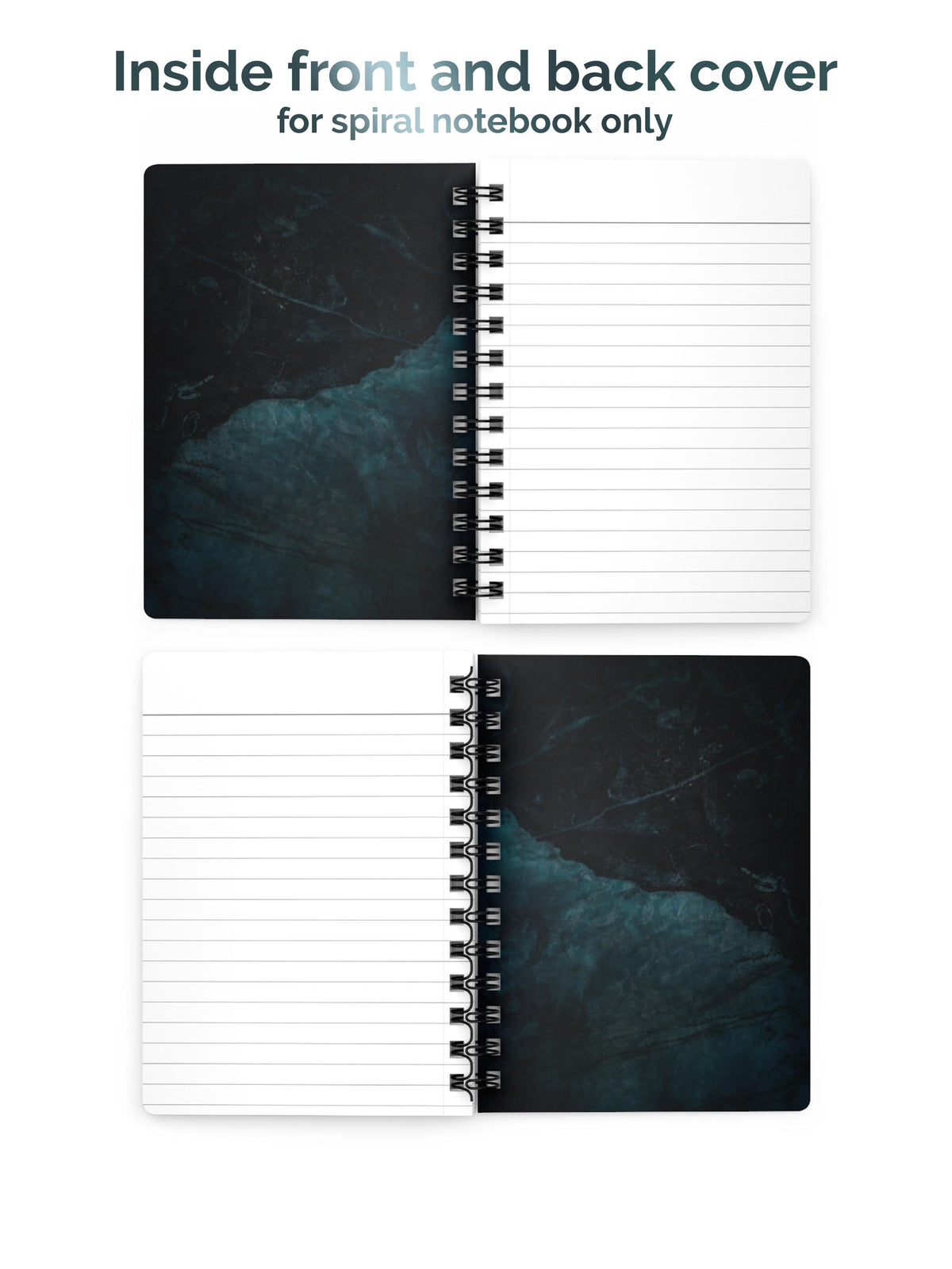 Personalized Notebook, Dark Marble Journal, Custom Name Journal, Ocean Inspired Notebook, Teal and Black Journal, Gift for Writers, Sprial