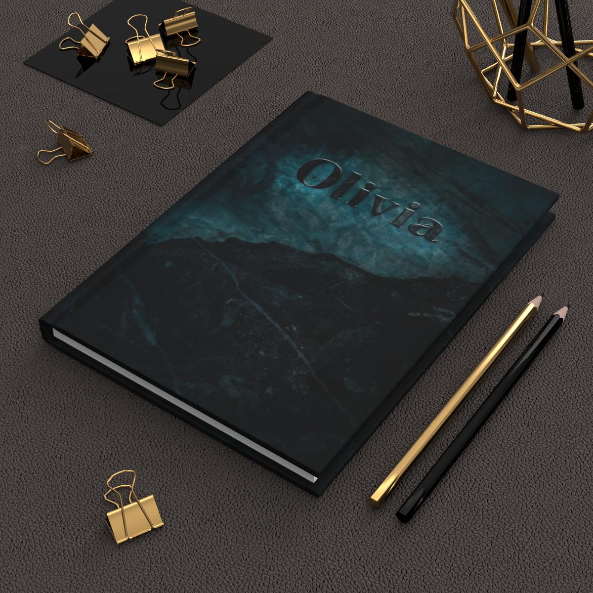 Personalized Notebook, Dark Marble Journal, Custom Name Journal, Ocean Inspired Notebook, Teal and Black Journal, Gift for Writers, Sprial