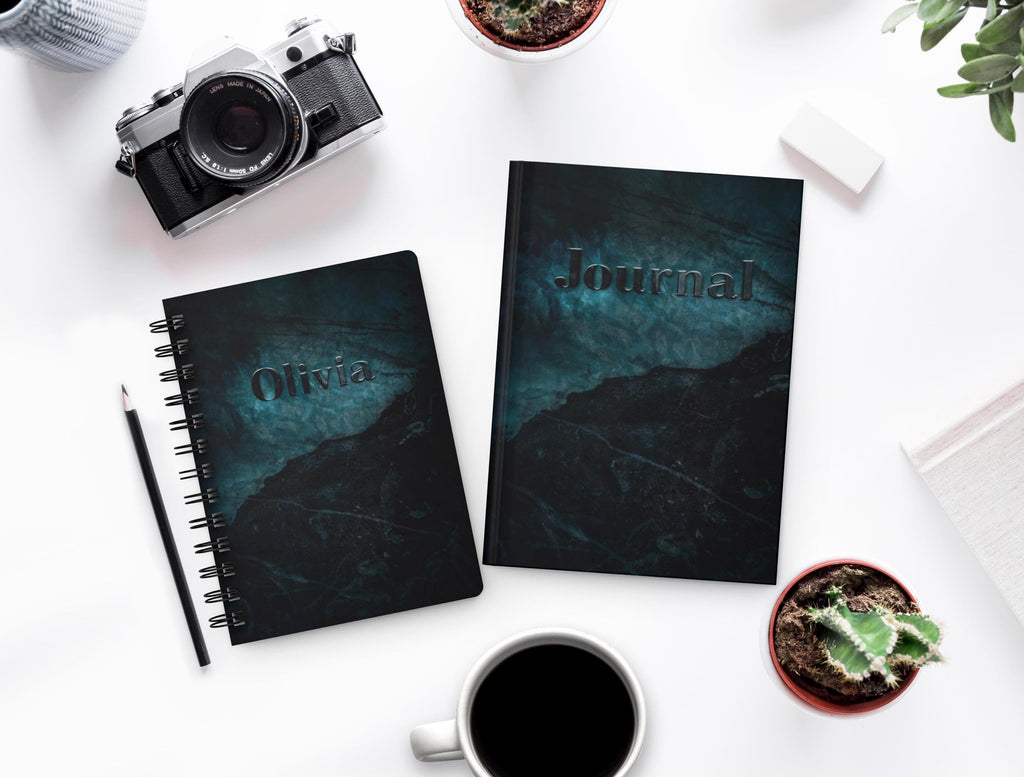 Personalized Dark Marble Notebook or Journal